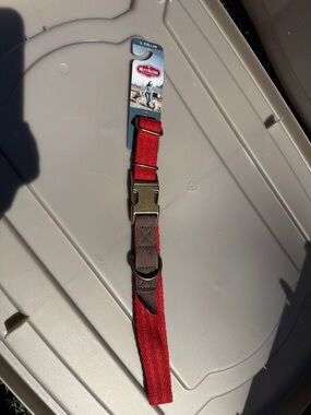 Red Dog Collar with Brown Accents - Large